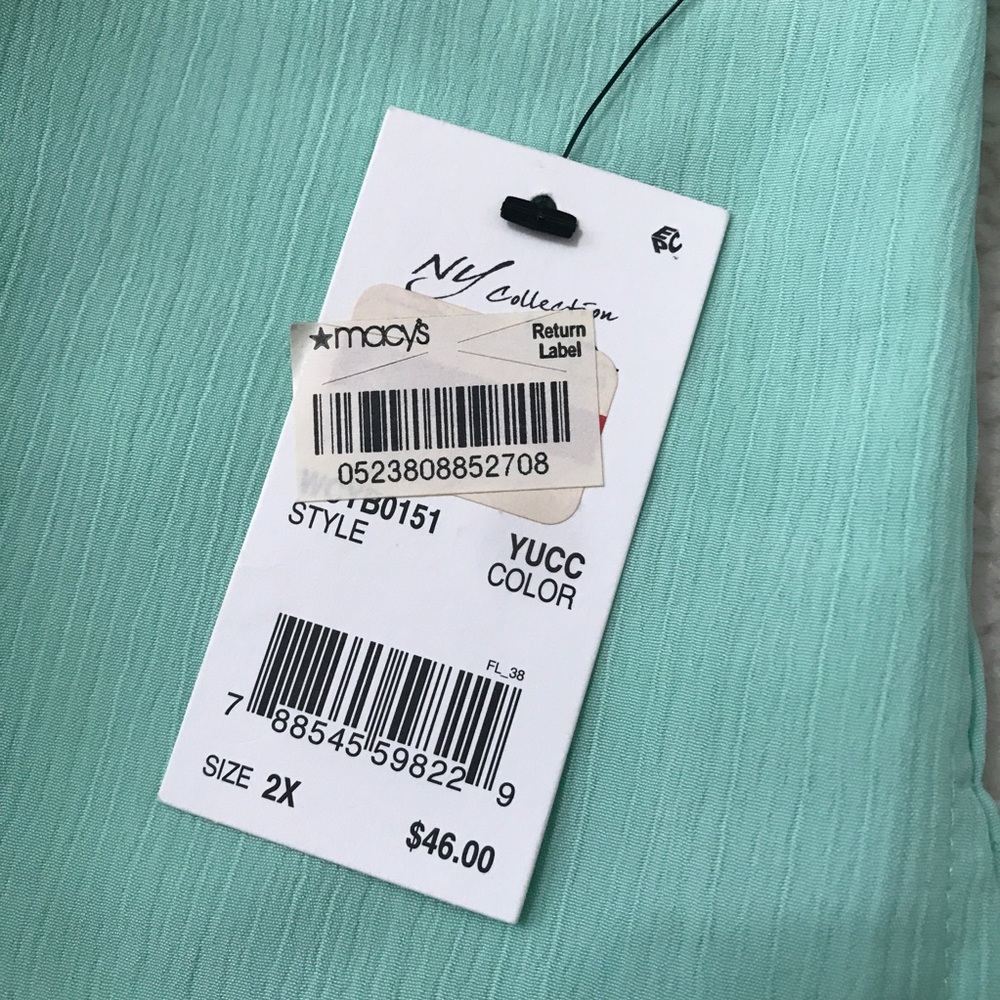 Mint Green Long Sleeve Top Button Down Blouse Pit to Pit 25" Size 2X 🚨 - Picture 3 of 13